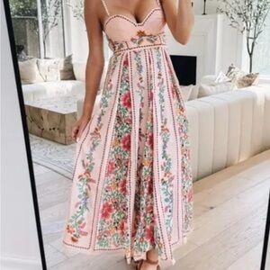 Farm Rio Pink Delicate Forest Maxi Dress